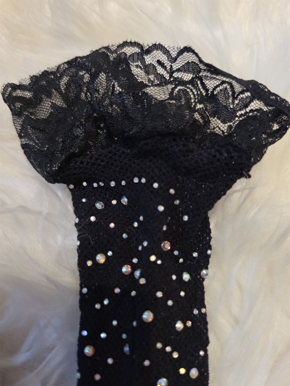 NWOT Fishnet Rhinestone Over-the-Knee Socks - Picture 2 of 3